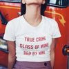 True crime glass of wine bed by nine shirt