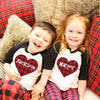Personalized gifts for kids  Heart plaid custom name valentine raglan shirt