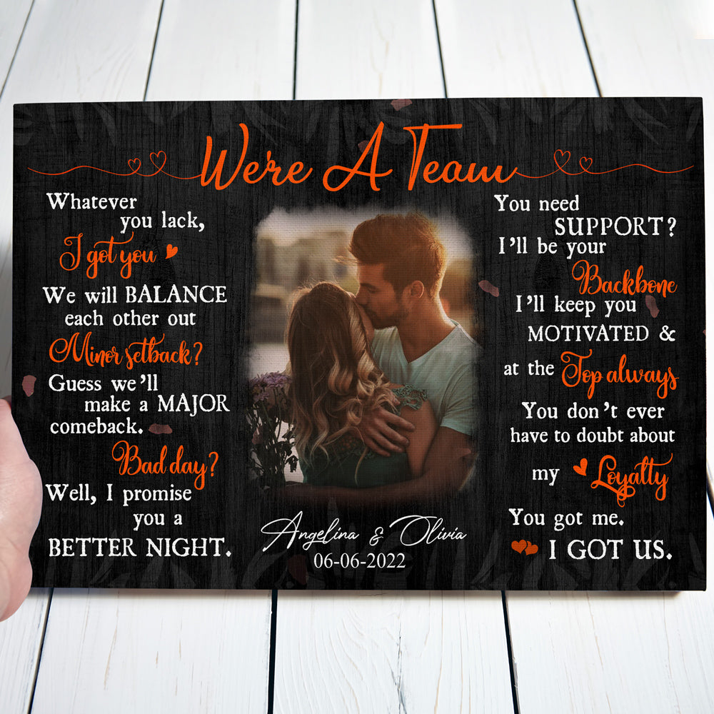 We Are A Team Anniversary Couple Wife Husband Personalized Canvas