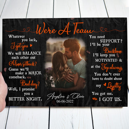 We Are A Team Anniversary Couple Wife Husband Personalized Canvas