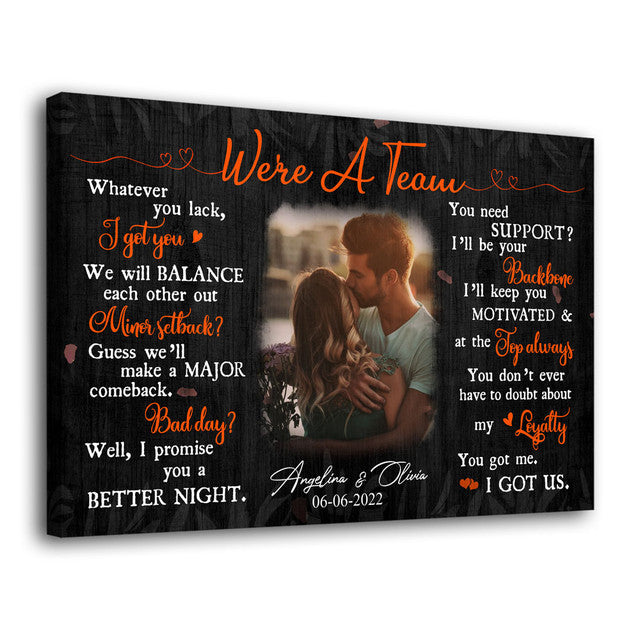 We Are A Team Anniversary Couple Wife Husband Personalized Canvas