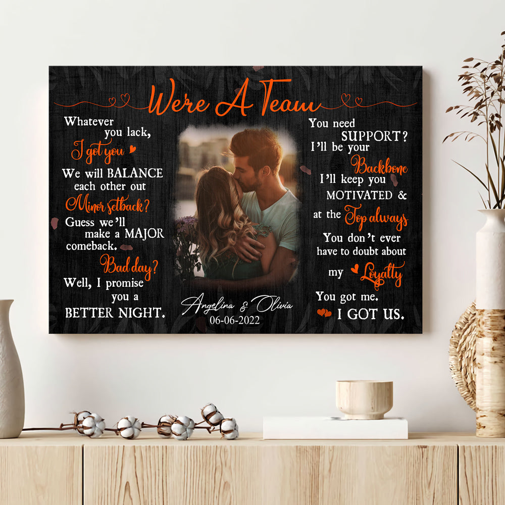 We Are A Team Anniversary Couple Wife Husband Personalized Canvas