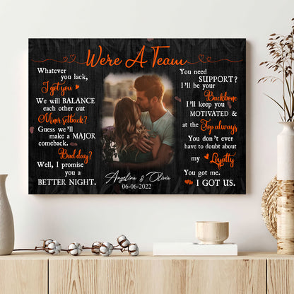 We Are A Team Anniversary Couple Wife Husband Personalized Canvas