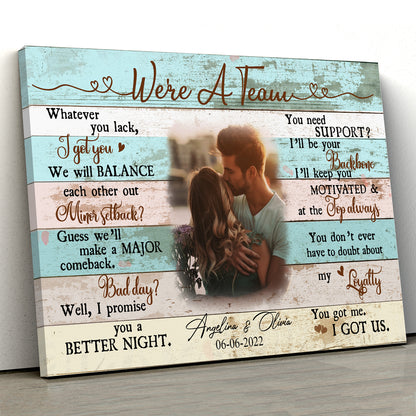We Are A Team Anniversary Couple Wife Husband Personalized Canvas
