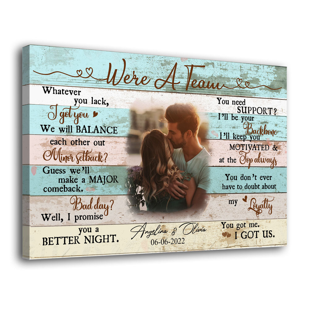 We Are A Team Anniversary Couple Wife Husband Personalized Canvas