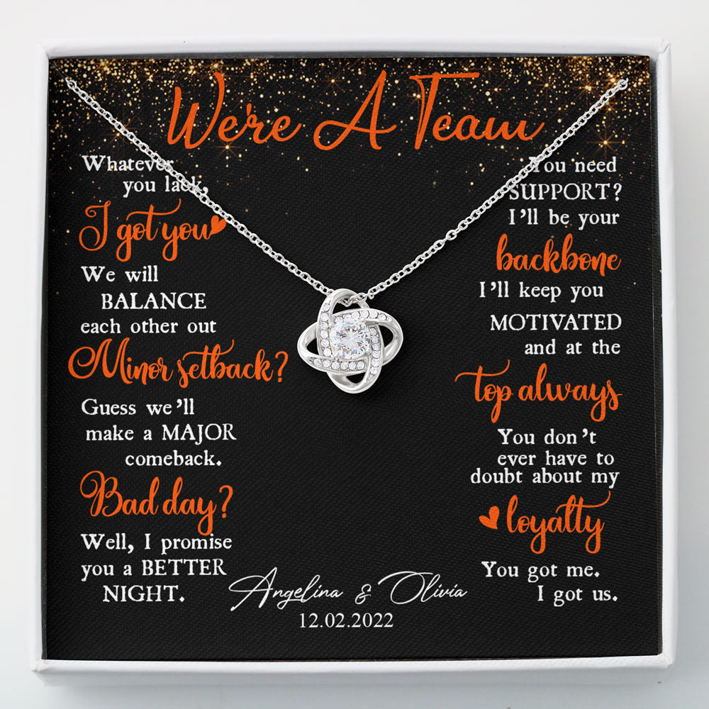 We Are A Team Anniversary Couple Wife Husband Personalized Necklace