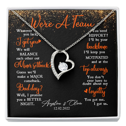 We Are A Team Anniversary Couple Wife Husband Personalized Necklace