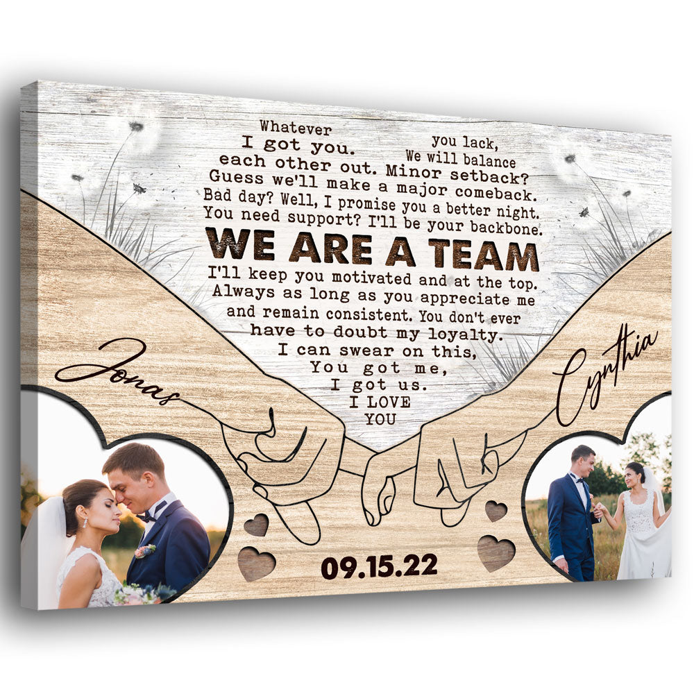 We’re A Team Couple Anniversary Personalized Photo Canvas