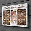 We’re A Team Couple Anniversary Personalized Photo Canvas