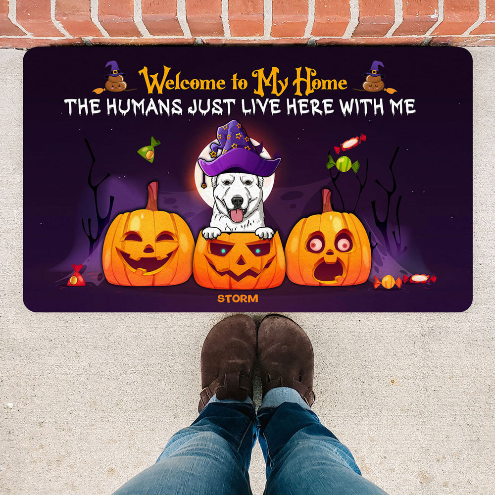 Welcome To Our Home Funny Dog Cat Pet Halloween Personalized Doormat