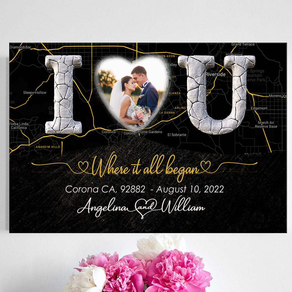 Where It All Began Map Couple Anniversary Him Her Personalized Canvas