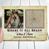 Where It All Began Map First Meeting Anniversary Personalized Canvas