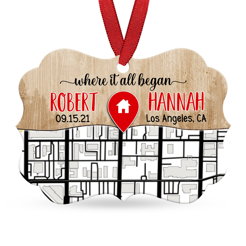 Where It All Began Street Map Ornament Personalized Gift For Couple