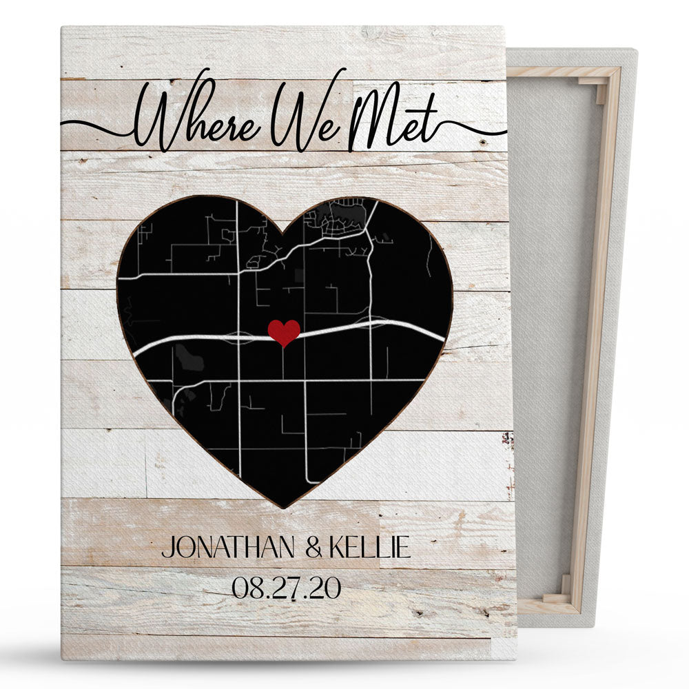 Where We Met Couple Anniversary Custom Map Street Personalized Canvas