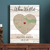 Where We Met Couple Anniversary Custom Map Street Personalized Canvas