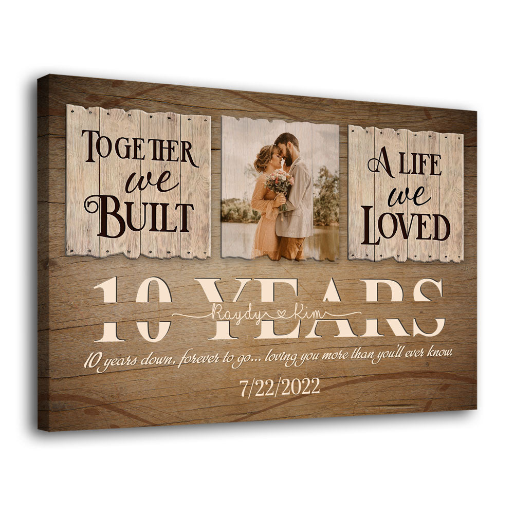 Wife Husband Couple 10 Years Together Personalized Canvas