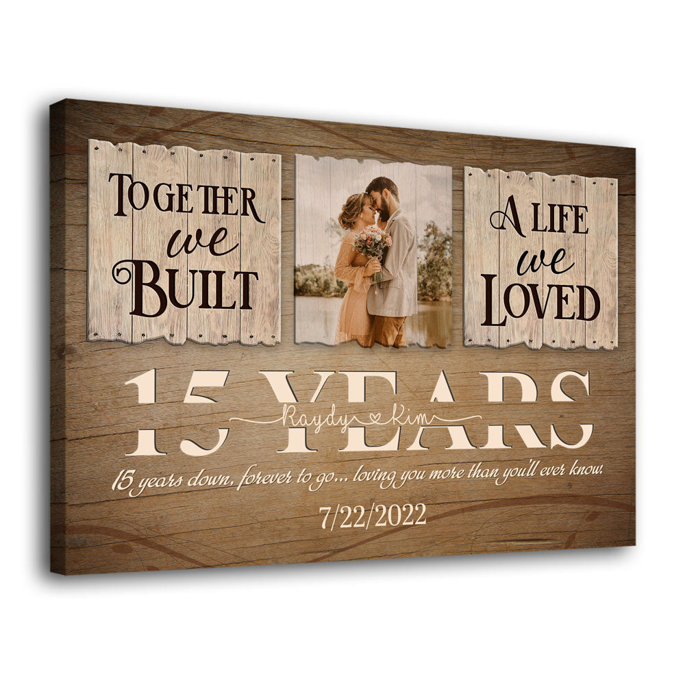 Wife Husband Couple 15 Years Together Personalized Canvas