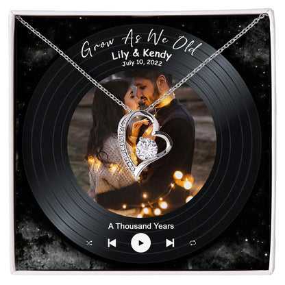 Wife Husband Couple Grow Old Anniversary Personalized Necklace Card