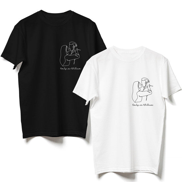 Wife Husband Couple Portrait Anniversary Personalized Shirt - Family Panda