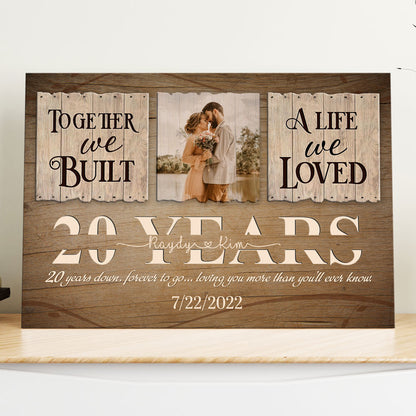 Wife Husband Couple 20 Years Together Personalized Canvas