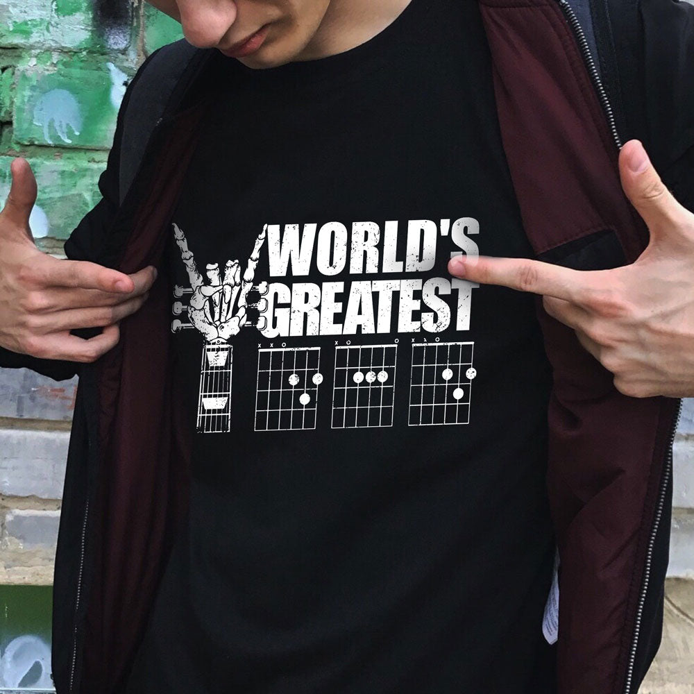 Gift For Dad World's Greatest Guitar Skull Dad Shirt