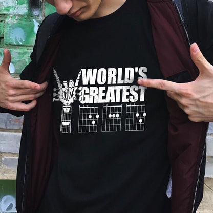Gift For Dad World's Greatest Guitar Skull Dad Shirt