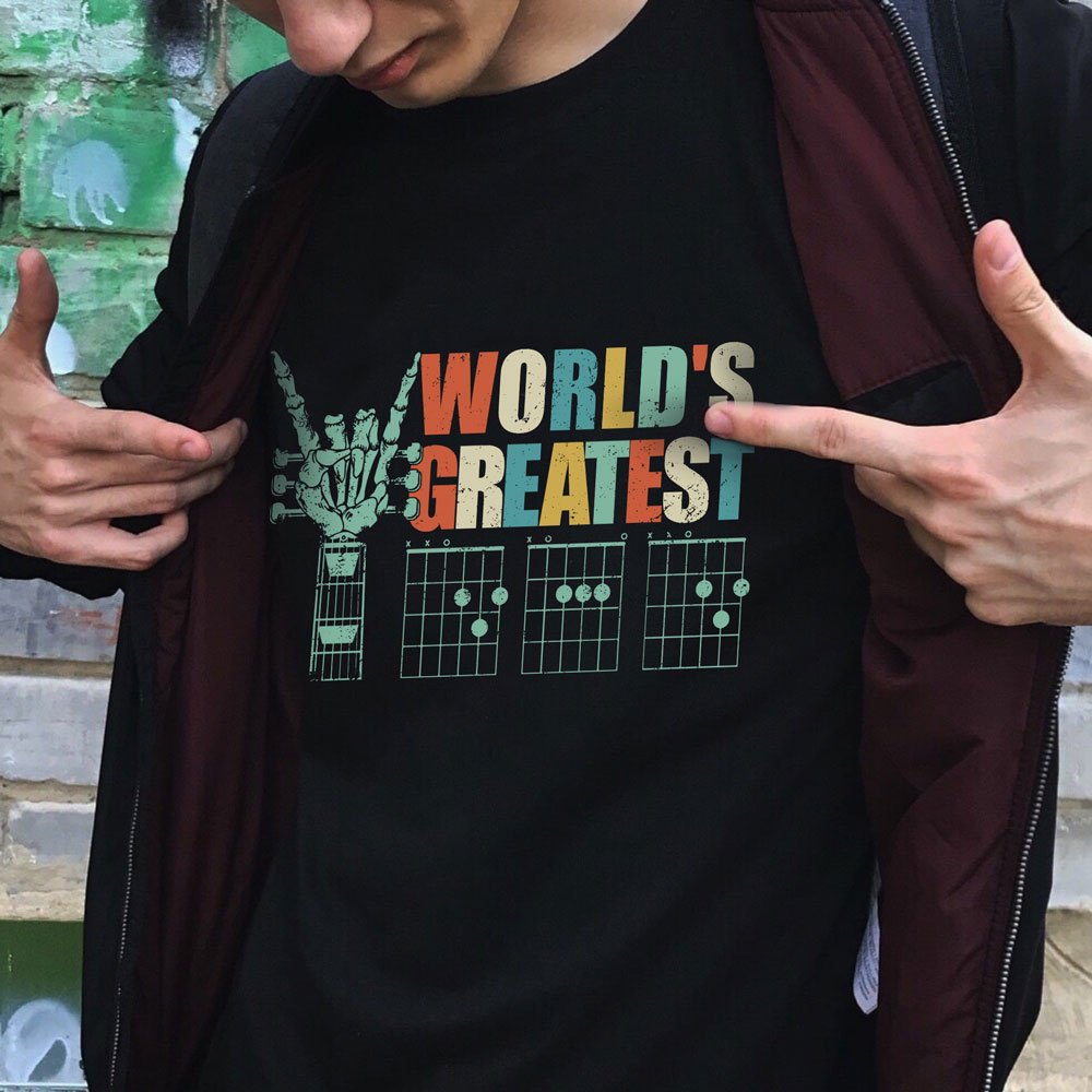 Gift For Dad World's Greatest Guitar Skull Dad Shirt
