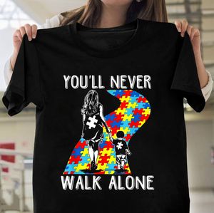 Dad And Son Baltimore Ravens Autism You'll Never Walk Alone shirt