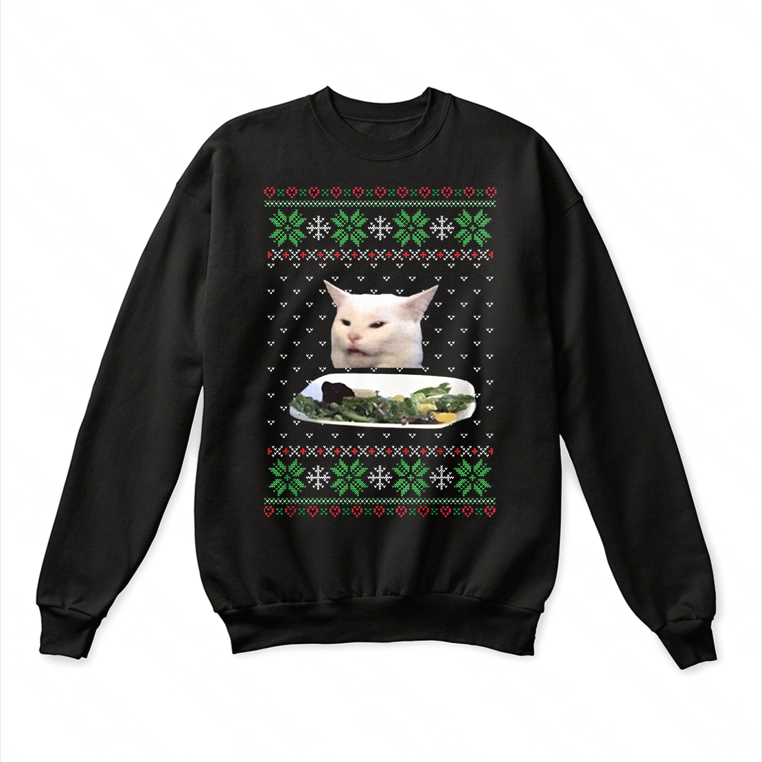 Ugly Matching Sweatshirt Cat At Table Meme Women Yelling At A Cat Meme
