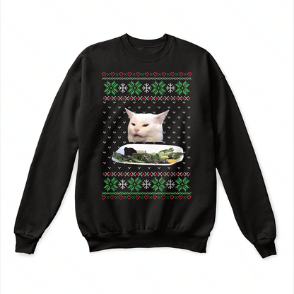 Ugly Matching Sweatshirt Cat At Table Meme Women Yelling At A Cat Meme