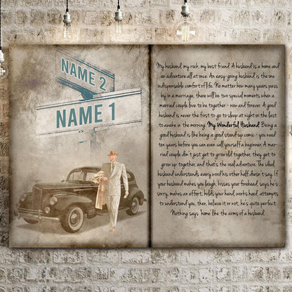 Personalized Gift for Husband Book Vintage Canvas