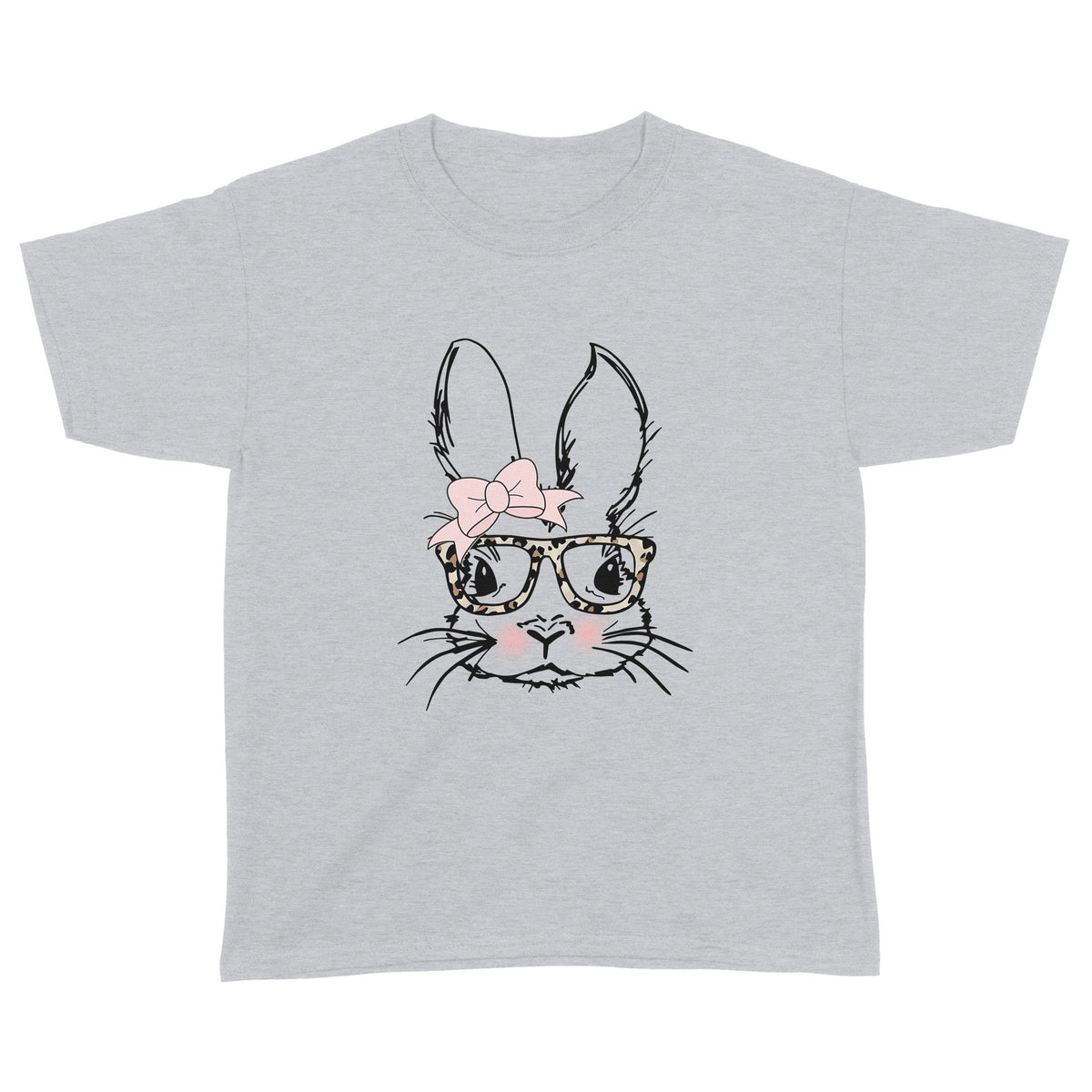 Bunny With Glass Easter Youth Shirt Gift For Toddler For Girls