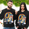 German Shepherd Riding Dinosaur T Rex Gift Boys Kids Rainbow Sweatshirt