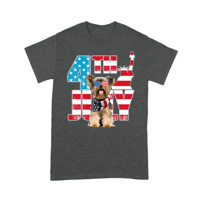 4th July American Flag Cute Yorkshire Terrier Shirt Gift For Dog Lover