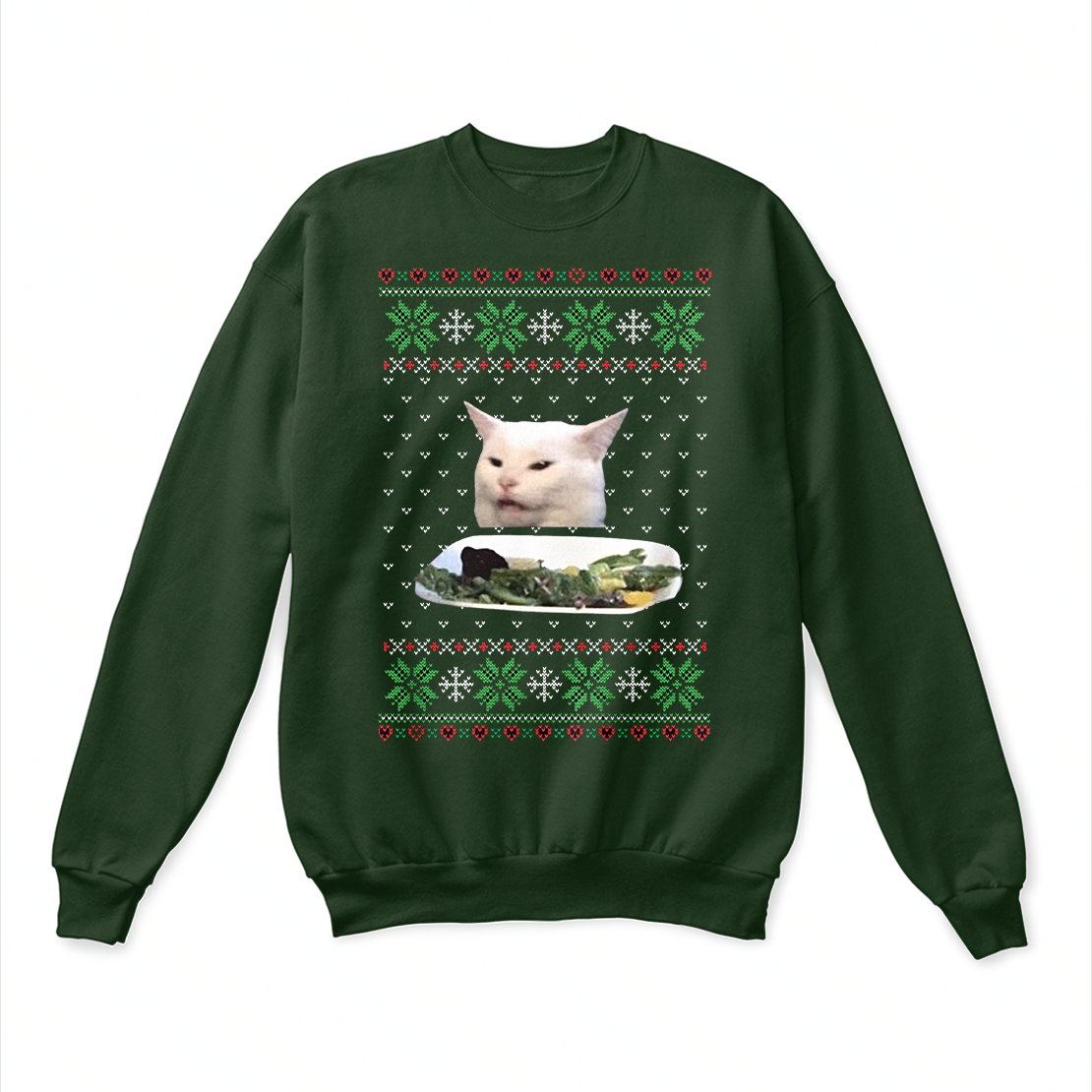 Ugly Matching Sweatshirt Cat At Table Meme Women Yelling At A Cat Meme