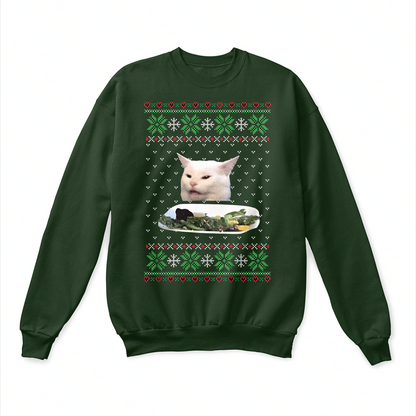 Ugly Matching Sweatshirt Cat At Table Meme Women Yelling At A Cat Meme