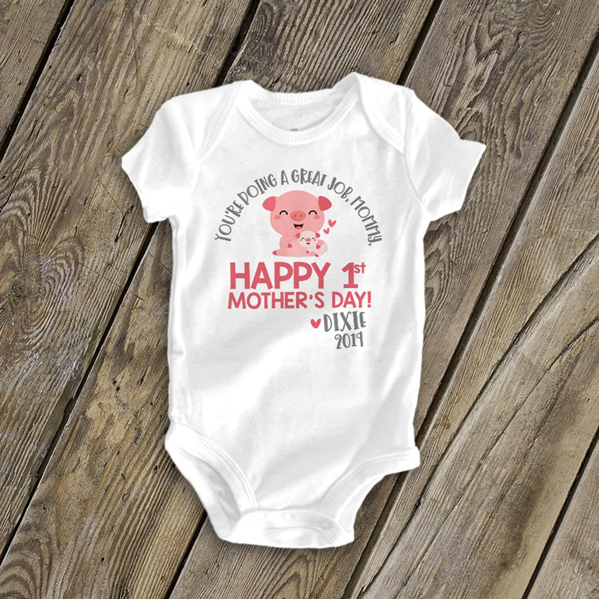 Personalized Our First Mothers Day Pig Shirts