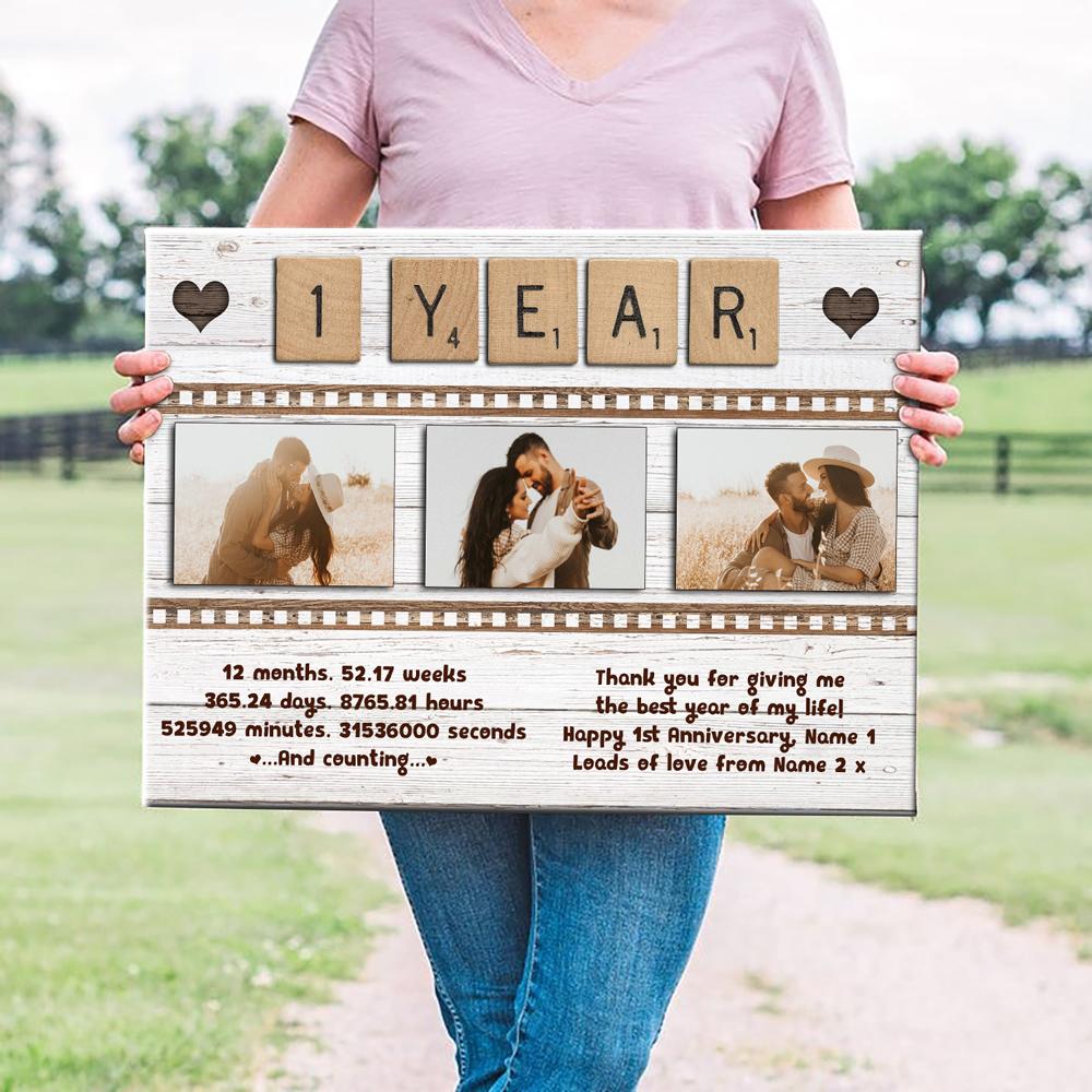 Personalized 1st Wedding Anniversary Gift For Wife For Husband Custom Photo Canvas
