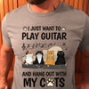 Personalized I Just Want To Play Guitar And Hang Out With My Cat Dad Tshirt