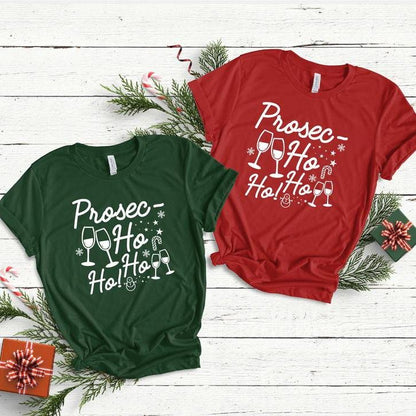 Wine prosec ho ho ho couple Christmas Funny Shirt