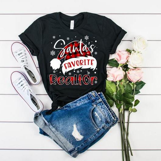 Red Plaid Buffalo Santa's Favorite Realtor Shirt