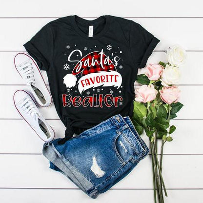 Red Plaid Buffalo Santa's Favorite Realtor Shirt