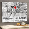 Personalized Gift For Him For Her The First Meeting Street Map Canvas Where It All Began