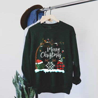 Plaid Paw Dog Footprint Merry Christmas Sweatshirt And Shirt