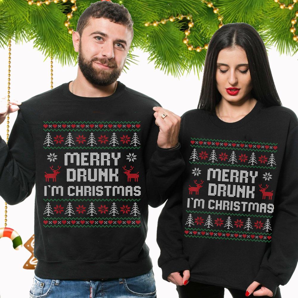 Merry Drunk I'm Christmas Sweatshirt Gift For Couple