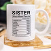 Sister Nutrition Facts Mug  Gift For Sister