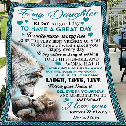 Believe in yourself wolf blanket  Gift for daughter from mom