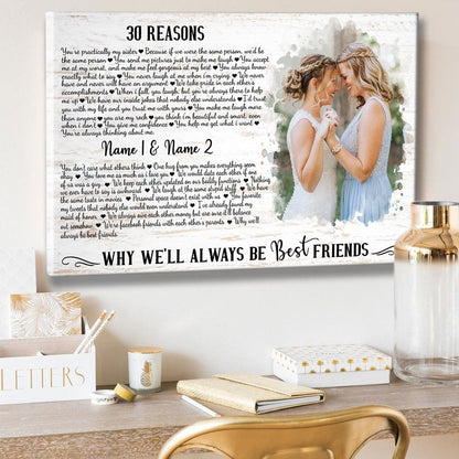 Personalized 30 reasons why we're best friend print Poster Canvas